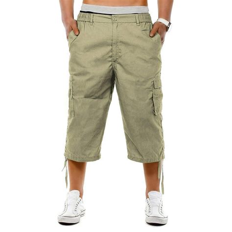 imcute imcute men s casual 3 4 cargo shorts below knee loose cargo capri shorts
