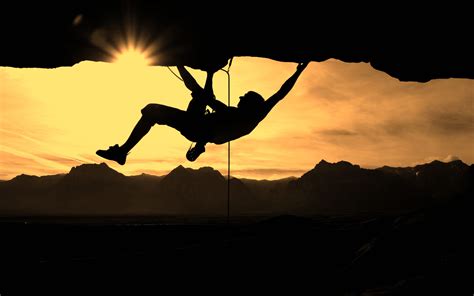 Scramble up to a large ledge. Climb Climbing Sunlight Silhouette Person HD wallpaper ...