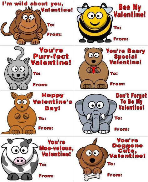 Animal Themed Printable Valentines Printable Valentines Day Cards