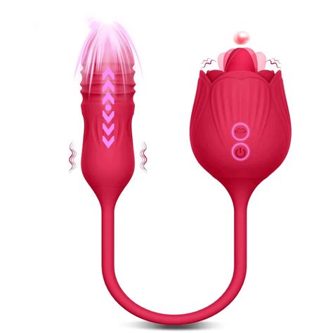 Rose Toy Dildo Thrusting Vibrator For Women Egg Clitoris Sucker Stimulator Tongue Licking Adults