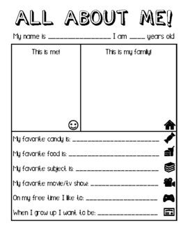 We have a dream about these about.me worksheets. First Day of School / All About Me Worksheet by Blanca N | TpT