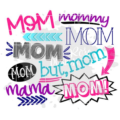 Mom Mom Mama Mommy Svg Girl Cut File Scarlett Rose Designs