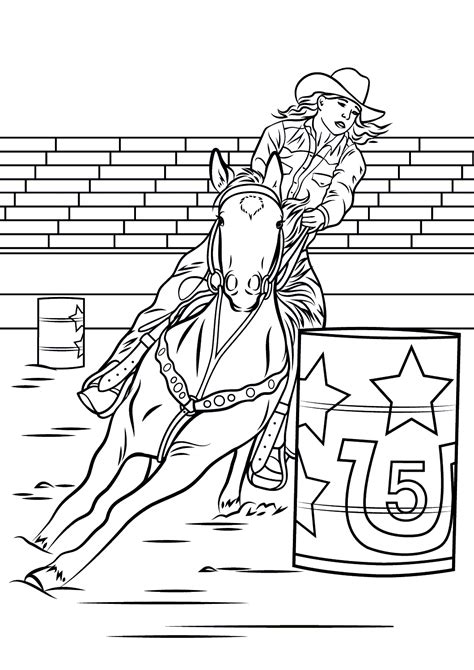 Learn how to draw colouring pages of horses racing. Barrel Racing Coloring Page