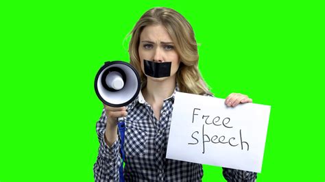 Upset Woman With Mouth Taped Shut Chroma Key Background Censorship