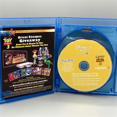 Toy Story 3 Disney Pixar Blu Ray Dvd Digital Combo 4 Discs Set Bonus