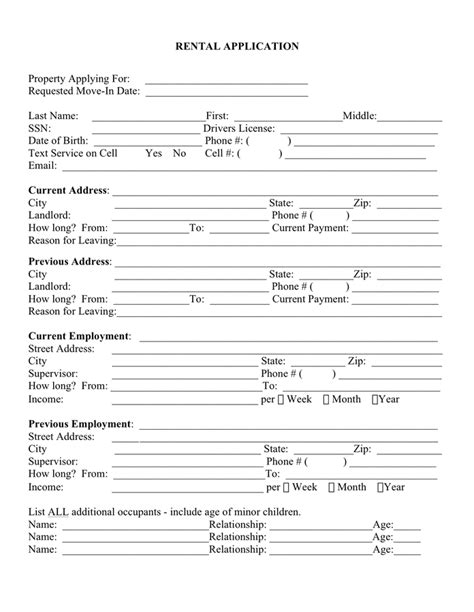 Free Printable Tenant Application Form Missouri Printable Forms Free Online