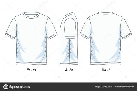 Mens Shirt Templates Front Side Back Views Vector Illustration Stock