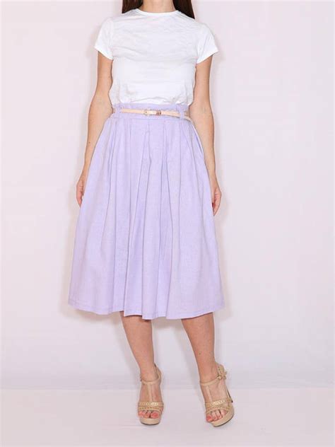 Lavender Midi Skirt With Pockets Pleated Skirt A Line Skirt Etsy