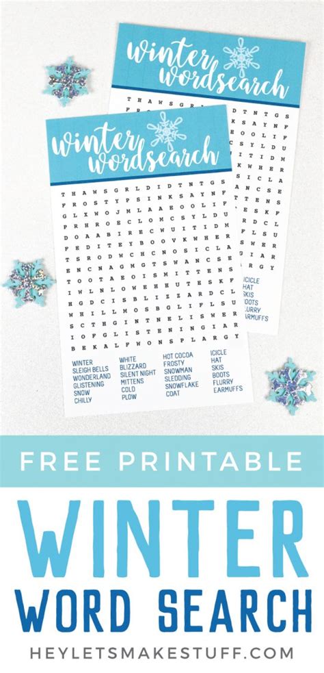 Winter Printable Word Search Hey Lets Make Stuff