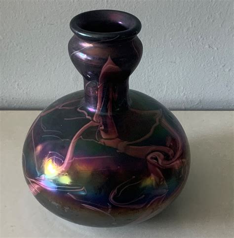 Hand Blown Art Glass Vase Stunning Colors Etsy