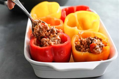 Stuffed Bell Peppers With Ground Beef Taste And Tell