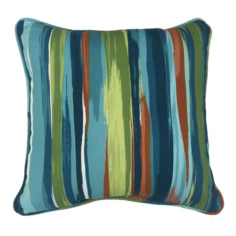 Allen Roth Blue And Green Striped Square Throw Pillow Outdoor