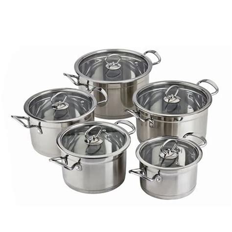 Hanfa 10pcs Double Handle Stainless Steel Induction Casserole Cookware