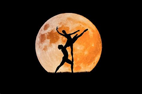 Dancing Couple Full Moon Ballerina Boy Ballet Super Moon Dance