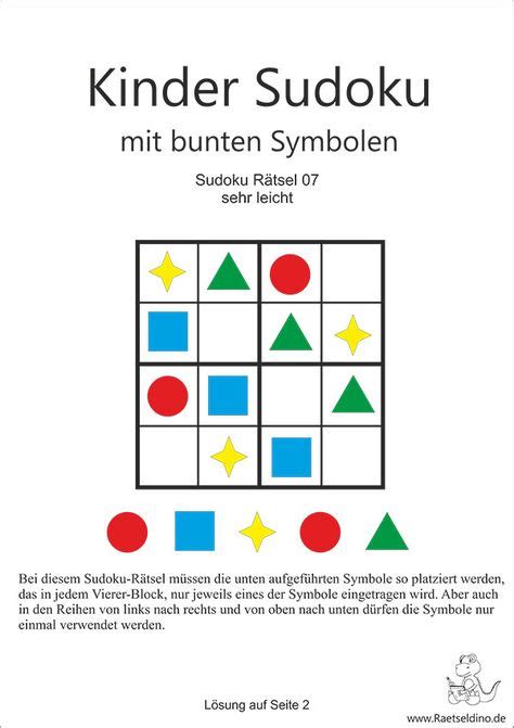 Bestimmte strategien helfen bei der lösung des beliebten zahlenrätsels. Kinder Sudoku leicht mit Symbolen - schwer | Sudoku ...
