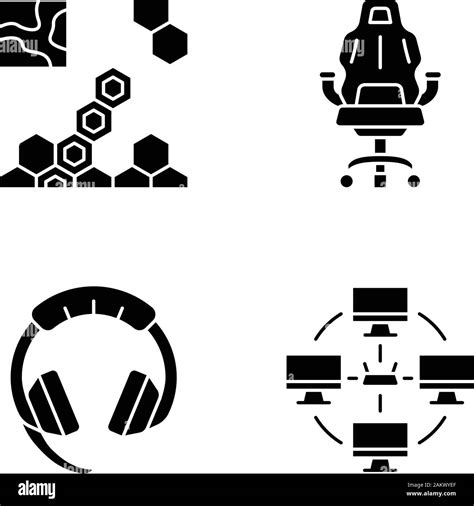 Esports Glyph Icons Set Real Time Strategy Game Local Area Network