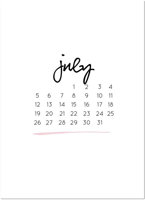 July Calendar Calendar Wallpaper Iphone Wallpaper Calander Free