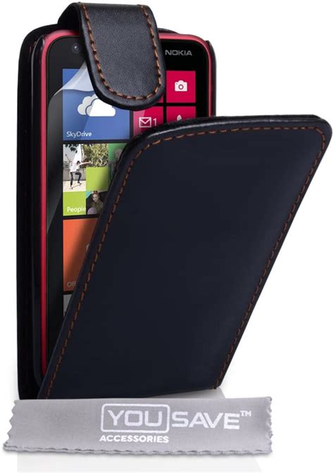 Yousave Accessories Nokia Lumia 620 Case Black Pu Leather Flip Cover