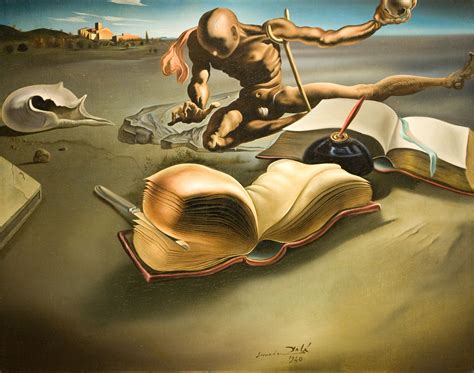 Abstract Salvador Dalí Painting Books Quills Classic Art