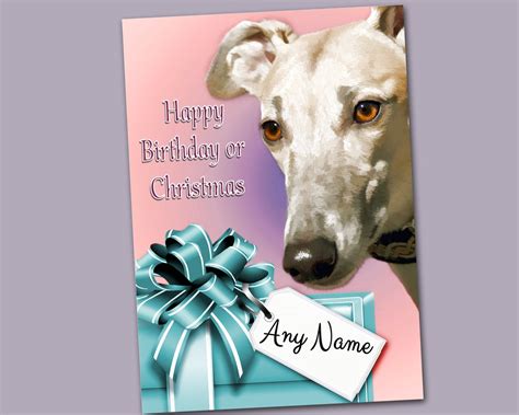 Personalised Fawn Greyhound Lurcher Whippet Birthday Or Christmas