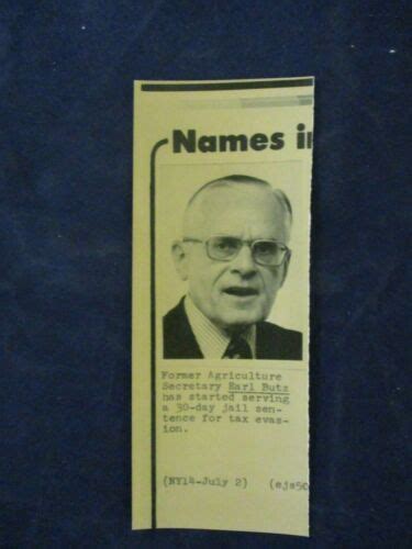 Vintage Earl Butz Former Agriculture Secretary Tax Evasion News Wire
