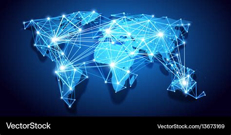 World Map Global Network Royalty Free Vector Image
