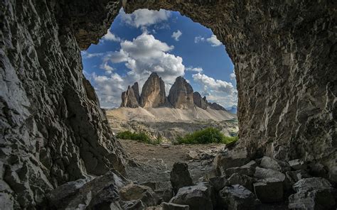 Download Wallpaper Italy Mountains Stones Clouds Landscape Sky