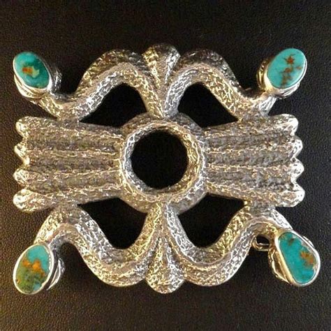 Navajo Sand Cast Sterling Silver Pilot Mountain Turquoise Belt Buckle