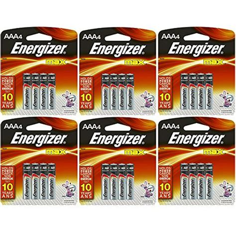 Energizer Max Aaa Batteries Aaa4 4 Count Packs Total 24 Batteries