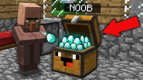 Minecraft Noob Vs Pro Noob Turned In Chest To Steal Diamonds This Villager Challenge 100