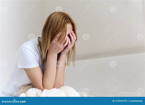 Depressed Woman Awake In The Night And Suffering From Insomnia