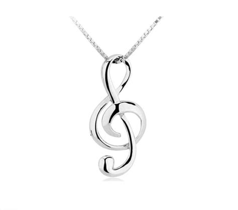 Sterling Silver Musical Treble Clef Pendant Necklace