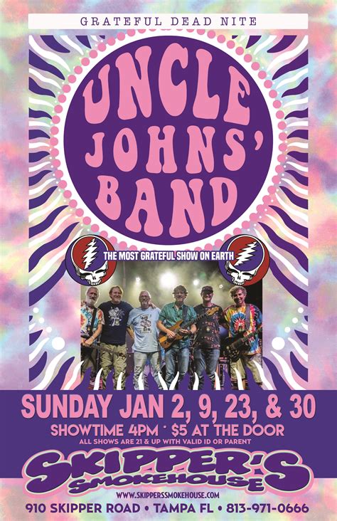 Uncle Johns Band 4pm 5 Skippers Smokehouse Tampa Florida