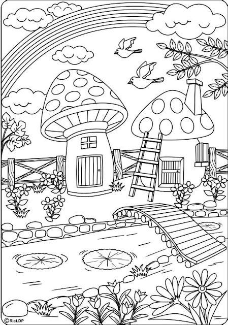 20 Sketsa Gambar Mewarnai Pemandangan untuk Anak TK PAUD SD