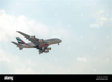 Emirates Airline Airbus A380 Approaching Dubai International Airport