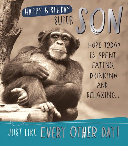 Funny Monkey Son Birthday Card Happy Birthday Super Son Humorous Card
