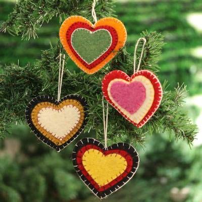 Wool Felt Ornaments Entrancing Hearts Set Of Felt Ornaments