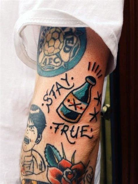 Stay True Traditional Tattoo Mens Forearms Traditional Tattoo Filler