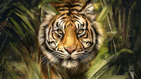 1920x1080 Tiger Painting Art Laptop Full Hd 1080p Hd 4k Wallpapers