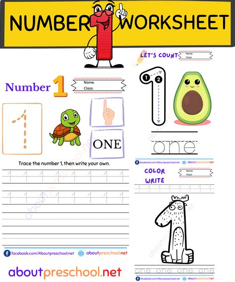 Free Number 1 Worksheet For Preschool About Preschool