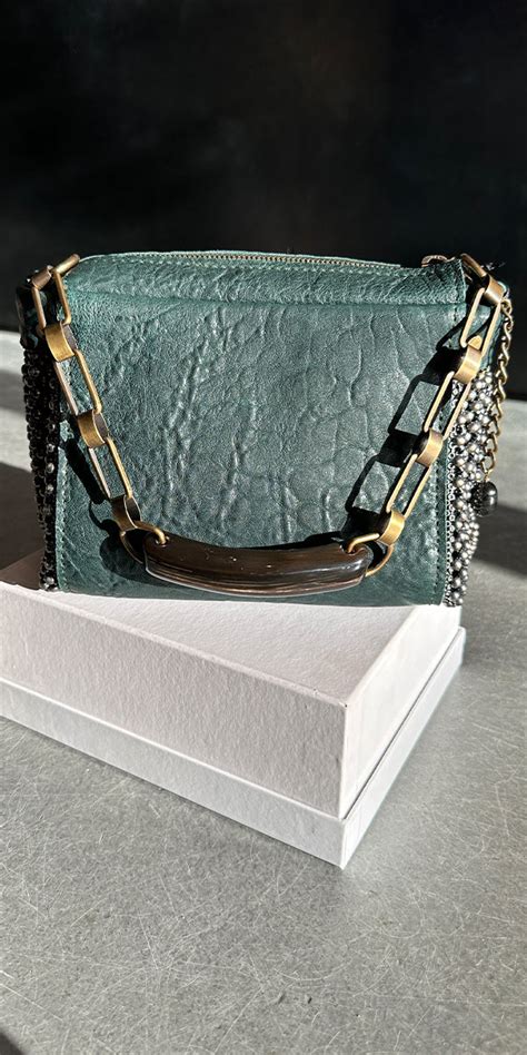 Exclusive Laura B Bauletto Bag In Green Leather Of The Highest Quality