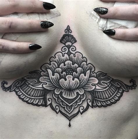 Sacred Geometry Lotus On Girls Sternum Best Tattoo Design Ideas