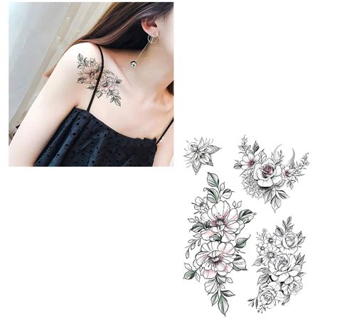 Tatuaż małe delikatne kwiaty boho Tatuaze tymczasowe