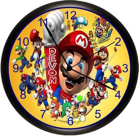 Super mario world kid's bedroom with custom built castle bed, complete with pipe tunnel into the castle level. Personalized Super Mario Custom Kid's Bedroom Wall Clock ...