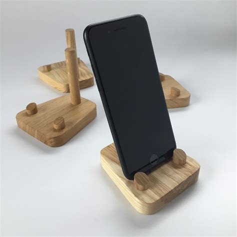 Phone Stand Solid Oak Iphone Stand All Phone Makes Wooden Etsy