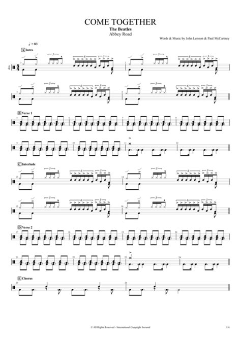 Come Together Tab By The Beatles Guitar Pro Full Score Mysongbook