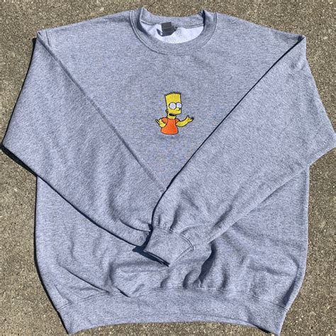 Bart Simpson Embroidered Crewneck Sweater Etsy Uk