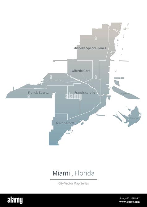 Mappa Di Miami Mappa Vettoriale Delle Principali Città Della Florida