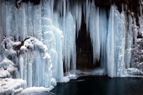 Ice Waterfall Frozen Lake Cold Nature Frozen River Lake River Wallpapers Hd Desktop And