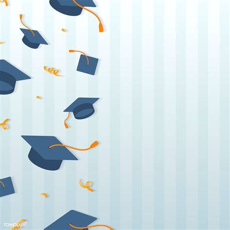 Graduation Background With Mortar Boards Vector Free Image By